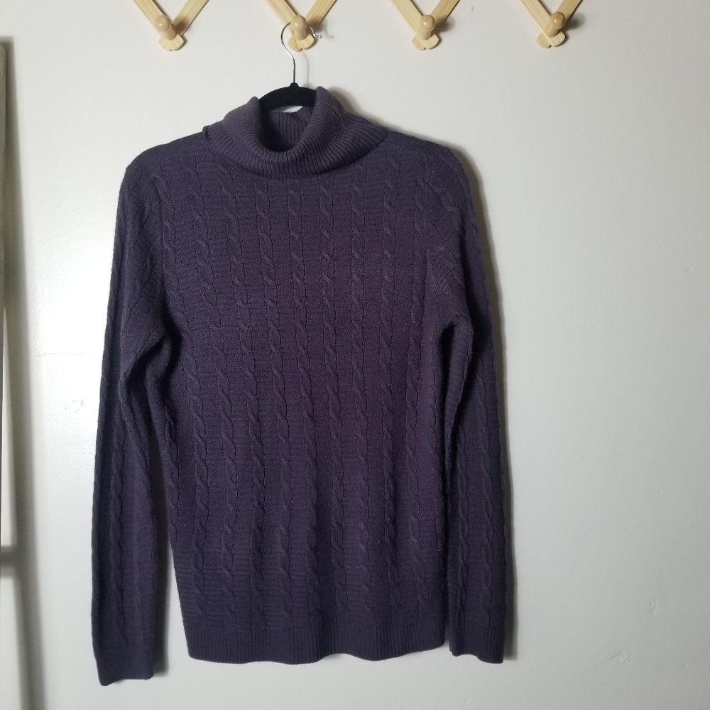 CROFT & BARROW PURPLE COWL SWEATER SIZE SMALL